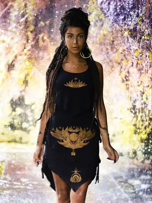 Beyond Goddess Dress Crystal Infused Sacred Geometry Festival Clothing  Eco Friendly Seed of Creation