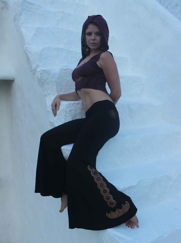 Goddess Flare Pants Crystal Infused Chakras Sacred Geometry Clothing Festival Clothing Eco Friendly Seed of Creation