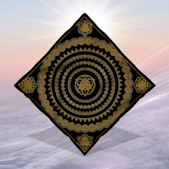Crystal Infused Bandana - Geo Portal 1111 - Sacred Geometry Access Our Eyes Eco Friendly Seed of Creation .