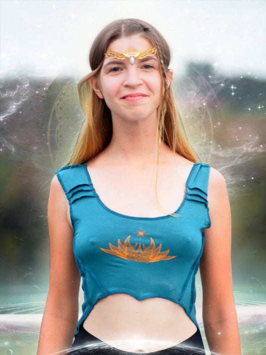 Crystal Goddess Top - Magdalen Sacred Geometry Festival Clothing Eco Friendly Seed of Creation