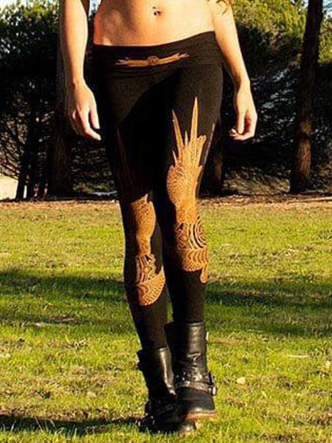 Yogini Leggings Crystal Infused Yoga Pants- Bird Tribe Wings Sacred Geometry Festival Clothing Eco Friendly Seed of Creation