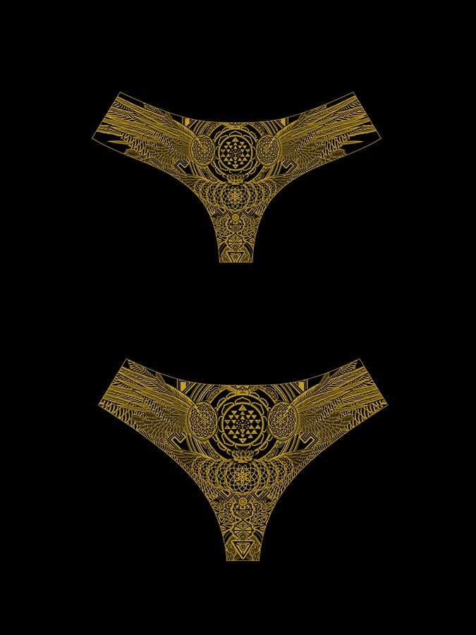 Womens Bikini Underwear Bird Tribe Sacred Geometry Clothing Festival Clothing Crystal Infused Eco Friendly Seed of Creation