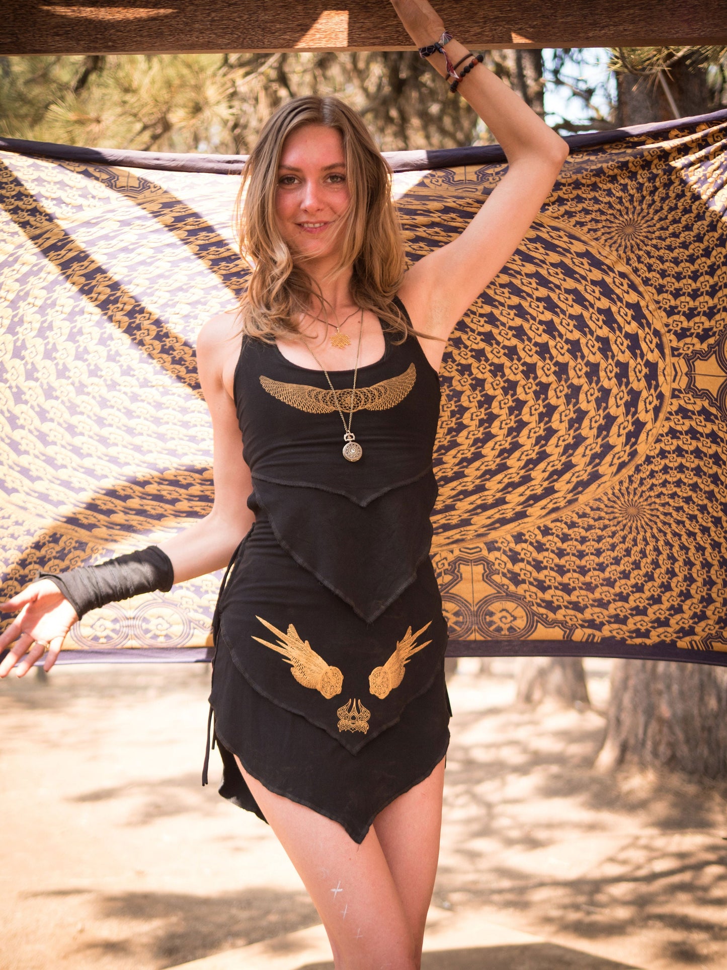 Crystal Infused Goddess Dress Sacred Geometry Festival Clothing Eco-fashion Seed of Creation