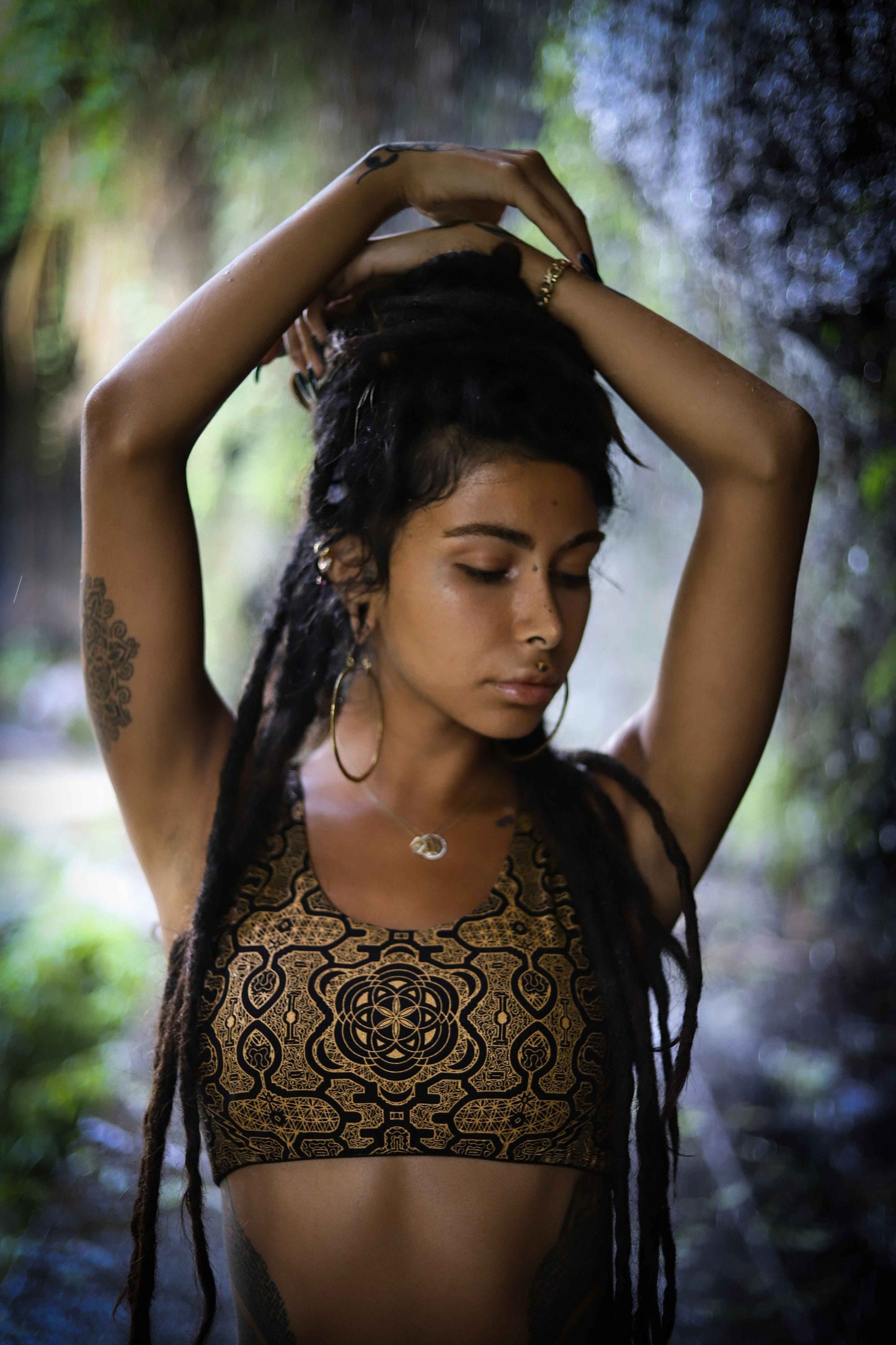 Crystal Infused Yoga Top -  Shamanic Starcodes Sacred Geometry Festival Clothing Crystal Infused Eco Friendly Seed of Creation