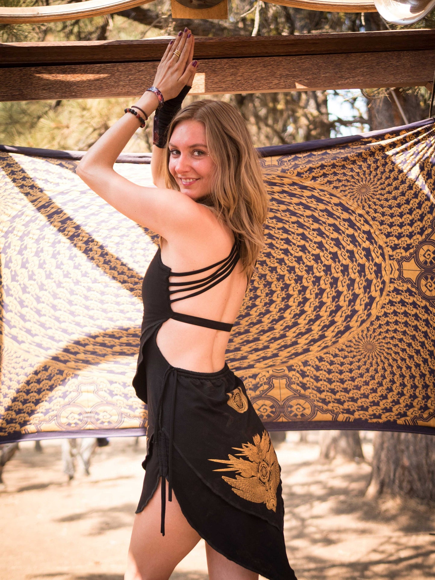 Crystal Infused Goddess Dress Sacred Geometry Festival Clothing Eco-fashion Seed of Creation