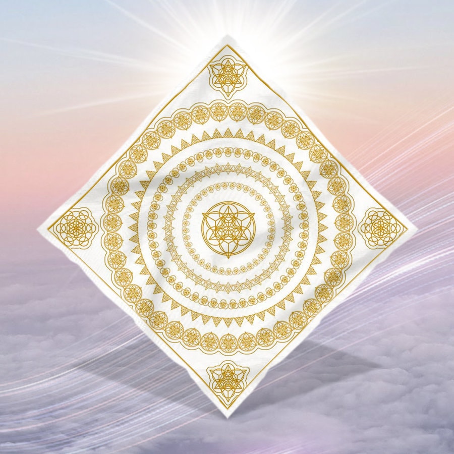 Crystal Infused Bandana - Geo Portal 1111 - Sacred Geometry Access Our Eyes Eco Friendly Seed of Creation .