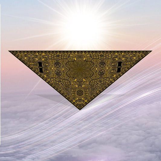 Crystal Infused Triangle Bandana - Shaman Codes - Sacred Geometry Seed of Life Organic Cotton-  Access Our Eyes - Seed of Creation.