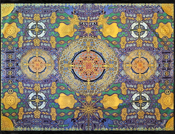 Maji Cloth REAL Gold/Irridium Shamanic Shaman Codes on Organic Cotton - Sacred Geometry Art Crystal Infused Altar Cloth Seed of Creation